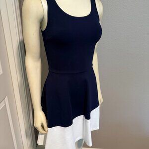 AQUA Fit & Flare Navy/White Dress size S